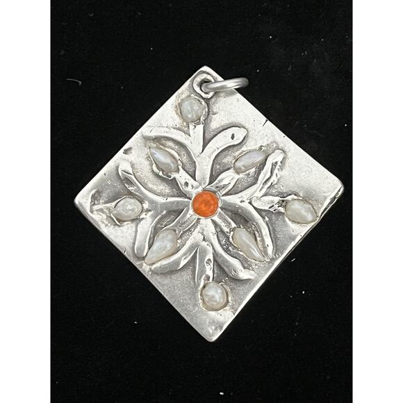 Signed Nadine Leo Mississippi River Pearl Co Sterling Silver Pearl Pendant - Picture 1 of 2